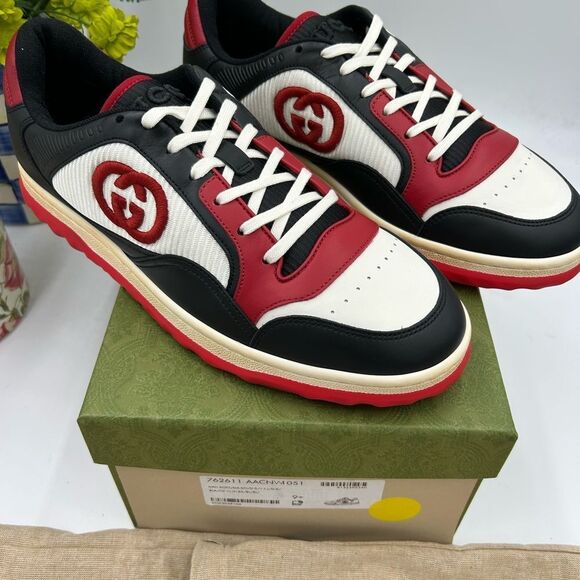 Men's Gucci, Mac 80 low top leather sneakers size 9.5 fits 10 US made in Italy - Picture 3 of 11